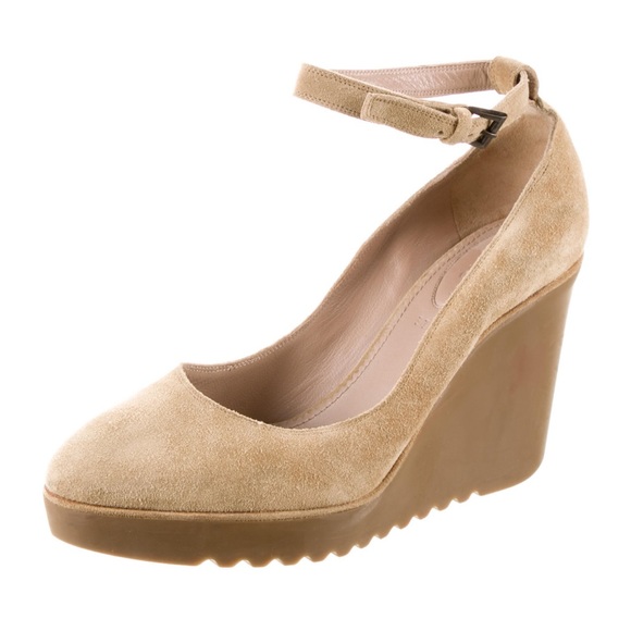 Chloe beige suede platform wedges size 37.5 - Picture 2 of 5